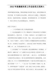 2022年度最新扶贫工作总结范文范例5