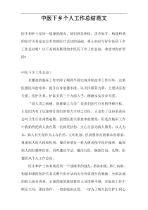 中医下乡个人工作总结范文