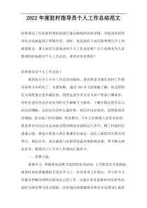 2022年度驻村指导员个人工作总结范文