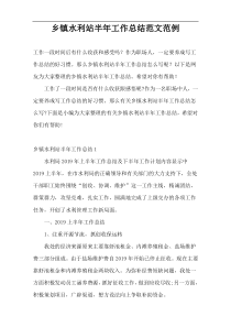 乡镇水利站半年工作总结范文范例