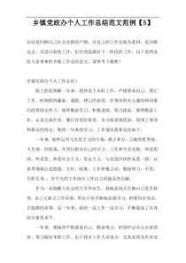 乡镇党政办个人工作总结范文范例【5】