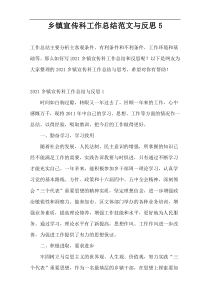 乡镇宣传科工作总结范文与反思5