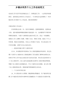 乡镇水利员个人工作总结范文
