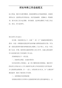 村长年终工作总结范文