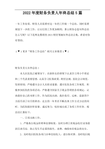 2022年度财务负责人年终总结5篇