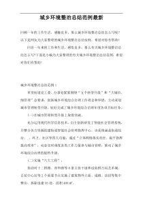 城乡环境整治总结范例最新
