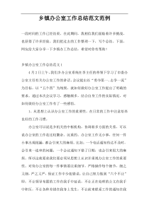 乡镇办公室工作总结范文范例
