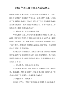 2020年社工宣传周工作总结范文