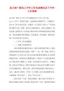 县文体广新局上半年工作完成情况及下半年工作思路