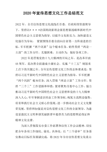 2020年宣传思想文化工作总结范文