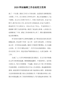 2020网站编辑工作总结范文范例