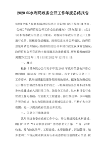 2020年水利局政务公开工作年度总结报告