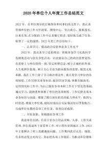 2020年单位个人年度工作总结范文