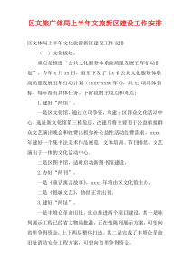 区文旅广体局上半年文旅新区建设工作安排