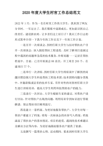 2022年度大学生村官工作总结范文