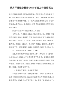 城乡环境综合整治2022年度工作总结范文