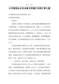 公司销售会议发言稿【样稿】范例汇聚七篇