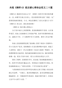 央视《榜样6》观后感心得体会范文二十篇