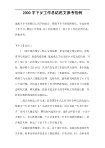 2000字下乡工作总结范文参考范例