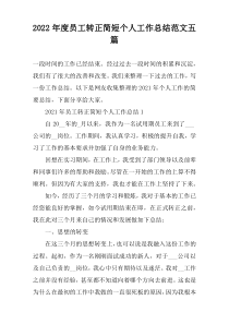 2022年度员工转正简短个人工作总结范文五篇