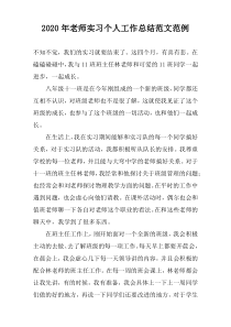 2022年老师实习个人工作总结范文范例