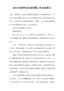 2022应届毕业生试用期工作总结范文