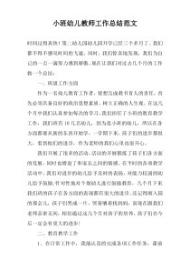 小班幼儿教师工作总结范文