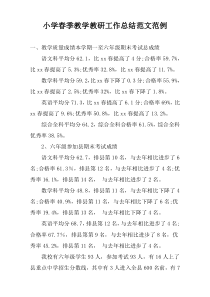 小学春季教学教研工作总结范文范例
