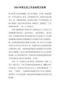 2022年班主任工作总结范文范例