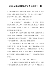 2022年度实习期转正工作总结范文十篇