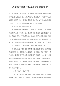 公司员工月度工作总结范文范例五篇