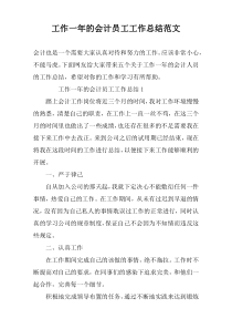 工作一年的会计员工工作总结范文