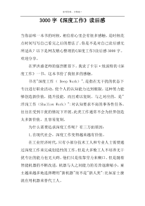 3000字《深度工作》读后感