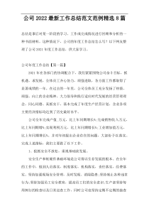 公司2022最新工作总结范文范例精选8篇