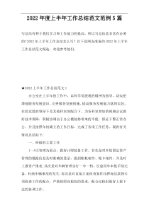 2022年度上半年工作总结范文范例5篇