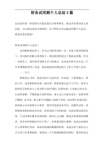 财务试用期个人总结5篇