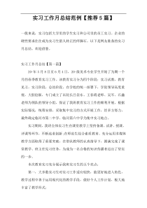 实习工作月总结范例【推荐5篇】