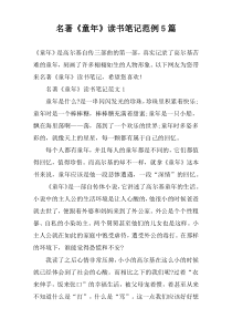 名著《童年》读书笔记范例5篇