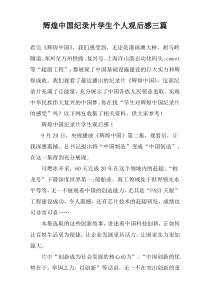 辉煌中国纪录片学生个人观后感三篇