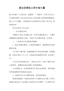 班主任岗位工作计划5篇