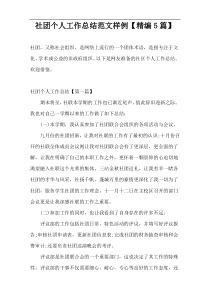 社团个人工作总结范文样例【精编5篇】