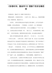 《珍惜时间，勤奋学习》国旗下的讲话稿范例