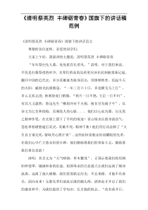 《清明祭英烈 丰碑砺青春》国旗下的讲话稿范例