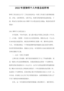 2022年度律师个人年度总结样例