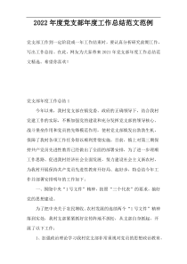 2022年度党支部年度工作总结范文范例