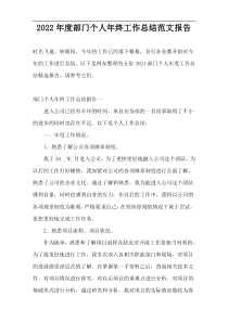 2022年度部门个人年终工作总结范文报告