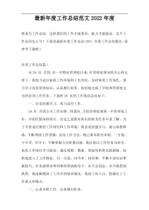 最新年度工作总结范文2022年度