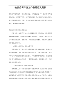 物流公司年度工作总结范文范例
