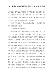 2022年地方小学班级主任工作总结范文范例