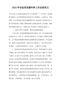 2022年安监局党建年终工作总结范文